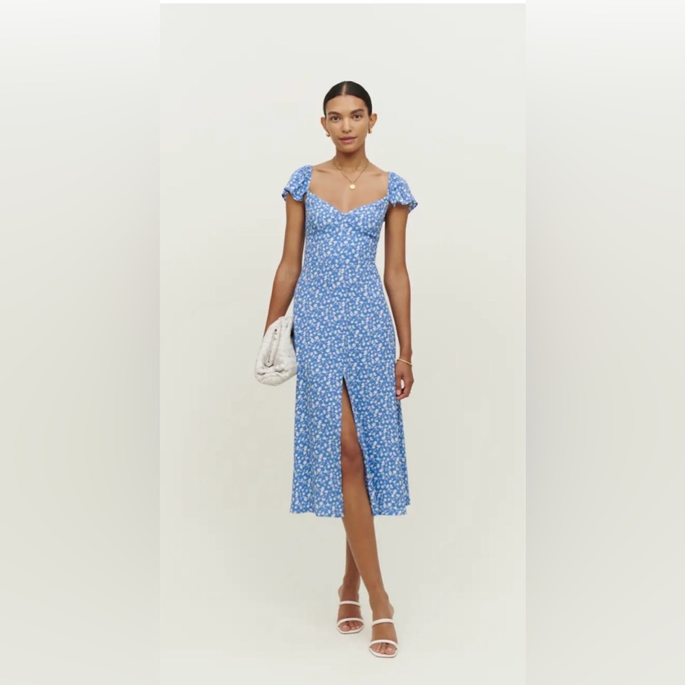 Reformation | Baxley Floral Blue Midi Dress